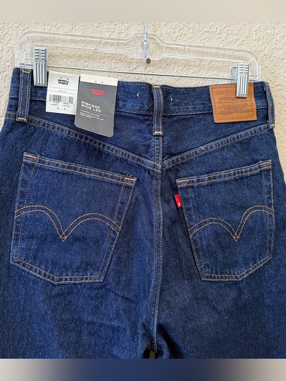 Levi’s Jeans Ribcage High-Rise Wide Leg Dark Indigo Casual Festival Western 29 - Picture 10 of 14